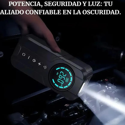 Arrancador de Batería Portátil 12V 600A con Compresor de Aire 150 PSI y Linterna LED
