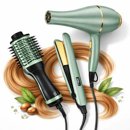 Combo Profesional PRONOVA 3 en 1 PRO-2523 | Secador + Plancha + Cepillo Moldeador